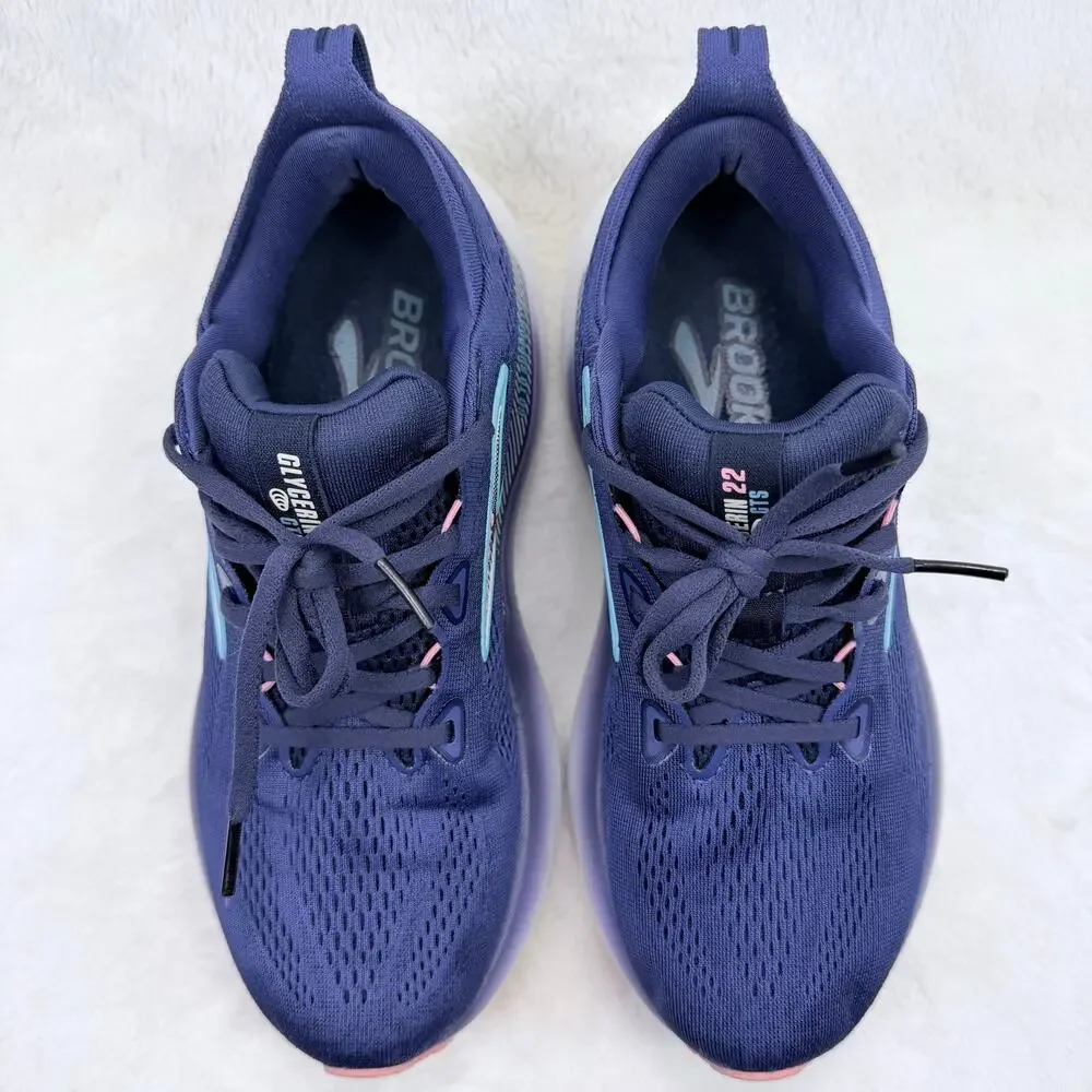 Brooks Glycerin GTS 22 Womens Running Shoes Blue Ribbon Peacoat Size 9 Support